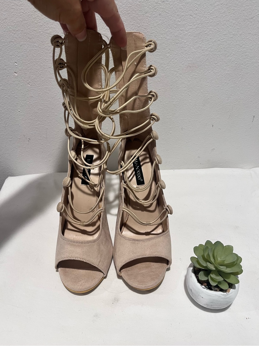 Peep toe multi strap heels